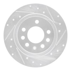 Pontiac Solstice Brake Rotor (1) - Rear Right - R1 Concepts - Drilled & Slotted - Silver - `06-`10